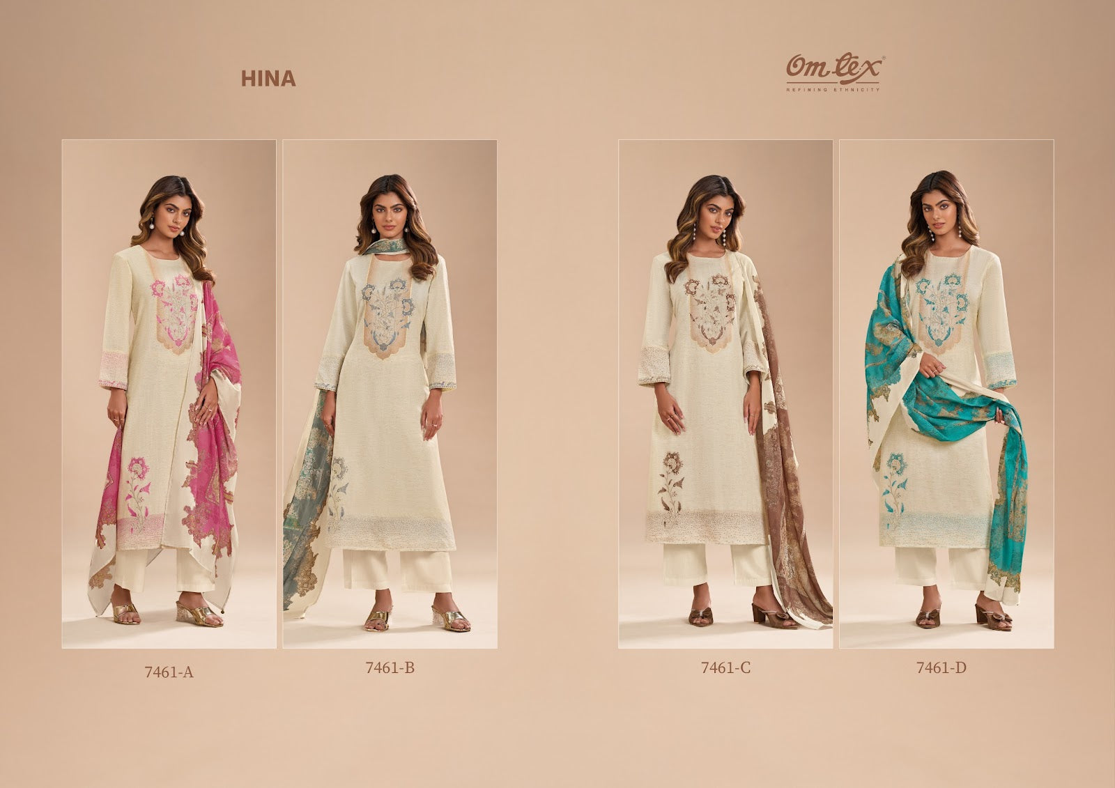 Hina Omtex Cotton Silk Pant Style Suits Exporter India