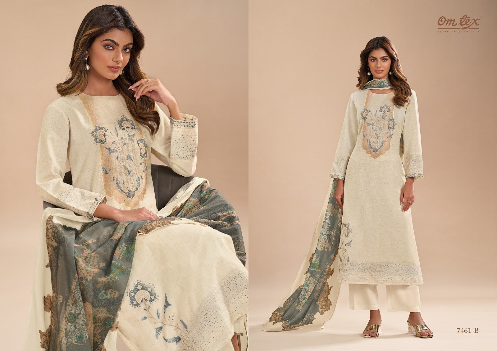 Hina Omtex Cotton Silk Pant Style Suits Exporter India