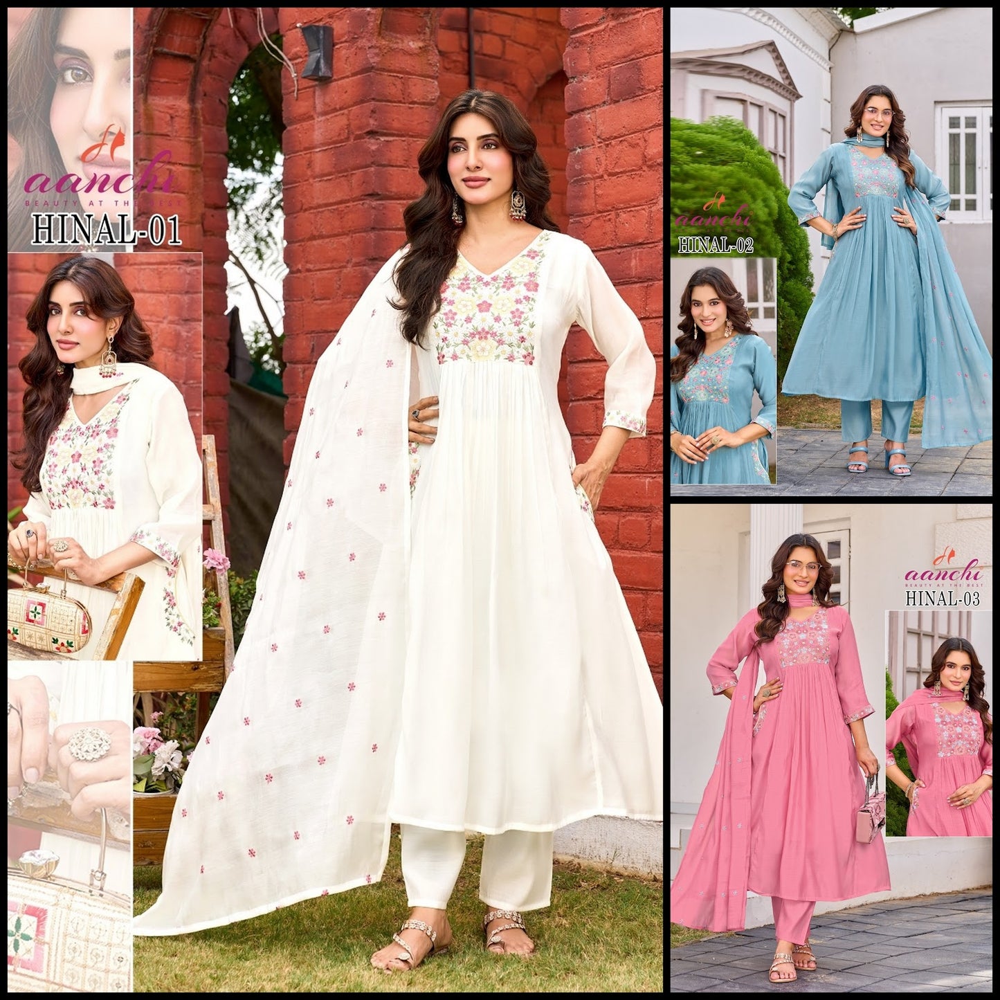 Hinal Aanchi Mul Chanderi Readymade Anarkali Suits Manufacturer