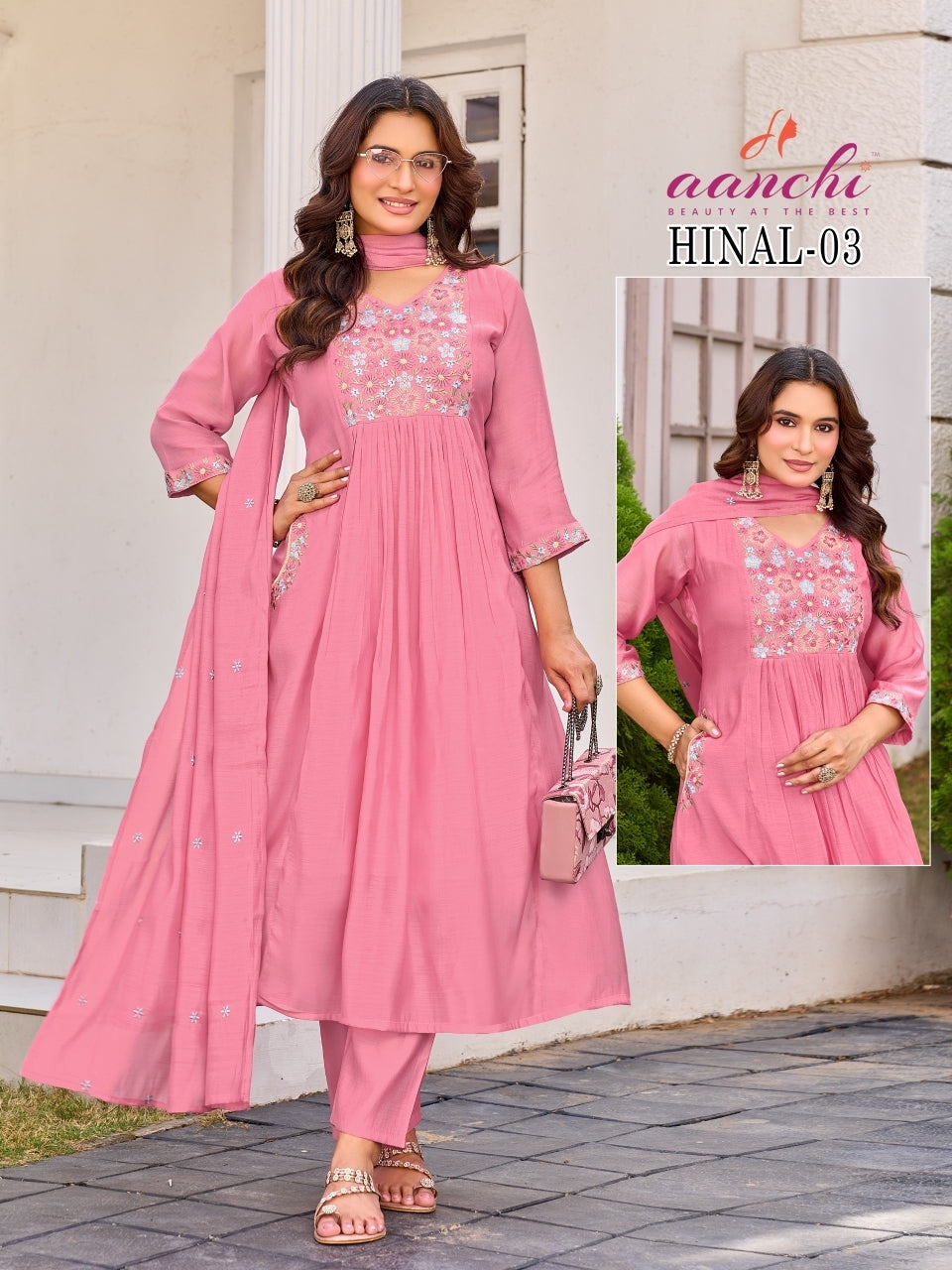 Hinal Aanchi Mul Chanderi Readymade Anarkali Suits Manufacturer