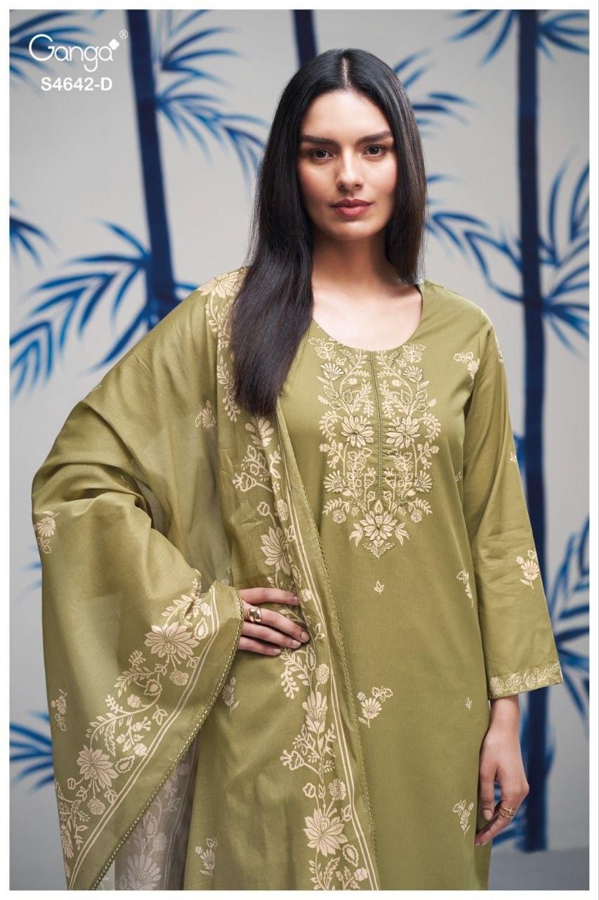 Hirael 4642 Ganga Cotton Pant Style Suits Wholesaler