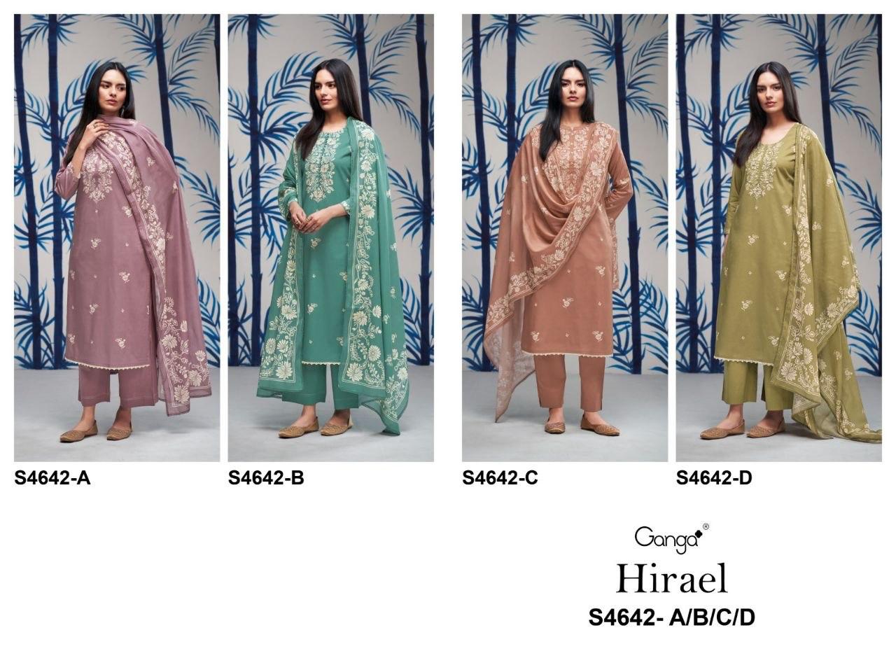 Hirael 4642 Ganga Cotton Pant Style Suits Wholesaler