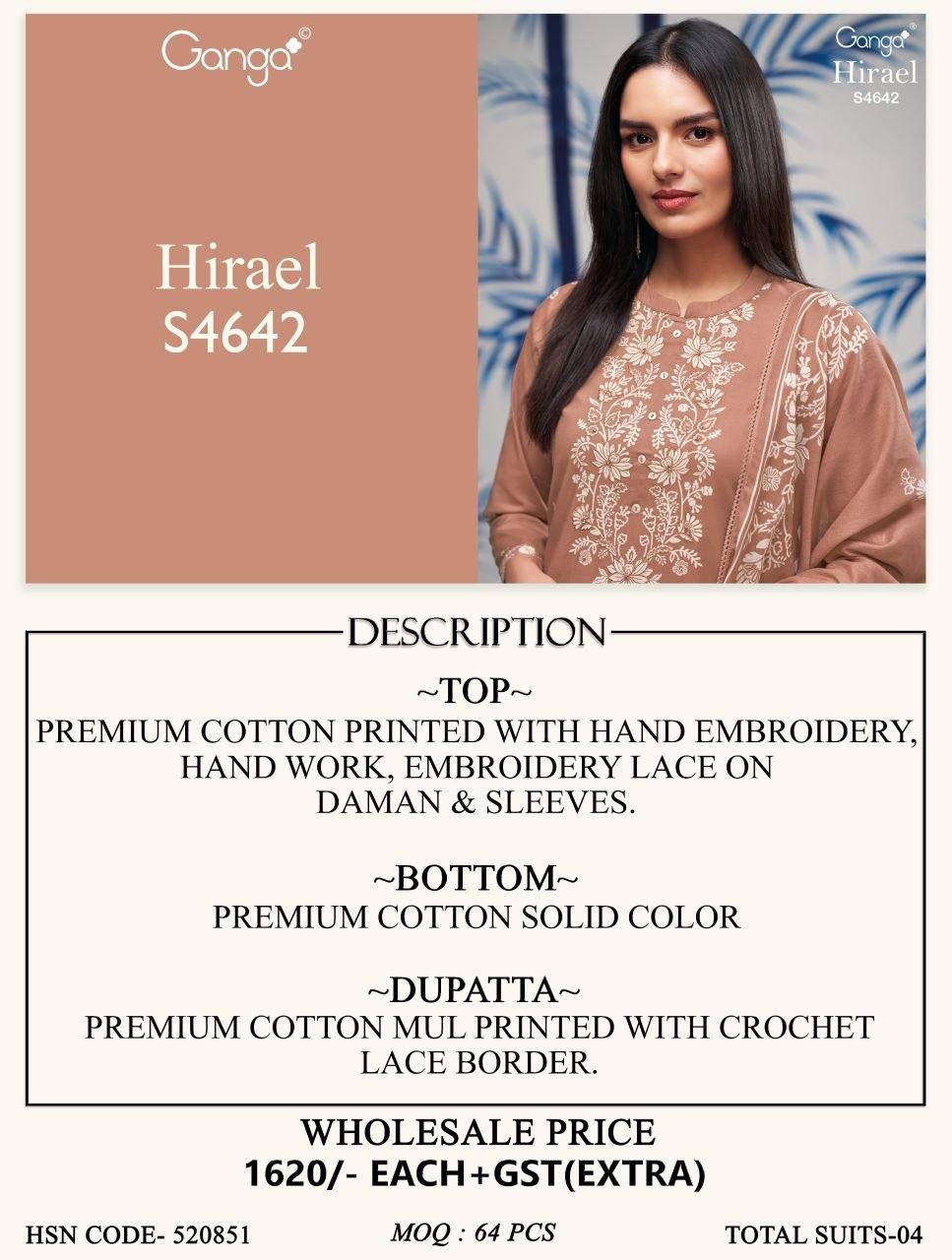 Hirael 4642 Ganga Cotton Pant Style Suits Wholesaler