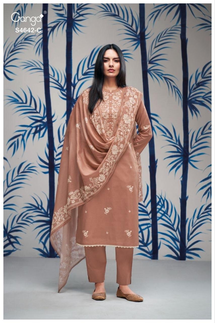 Hirael 4642 Ganga Cotton Pant Style Suits Wholesaler