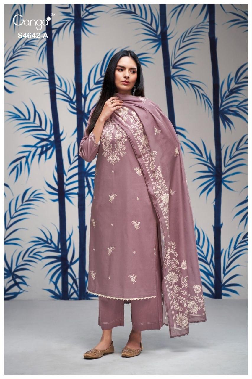 Hirael 4642 Ganga Cotton Pant Style Suits Wholesaler