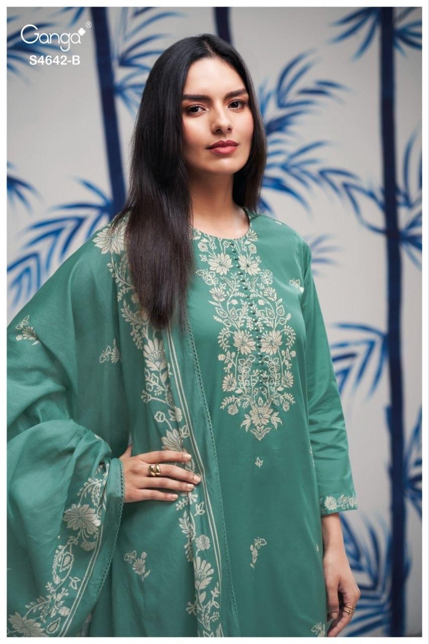 Hirael 4642 Ganga Cotton Pant Style Suits Wholesaler