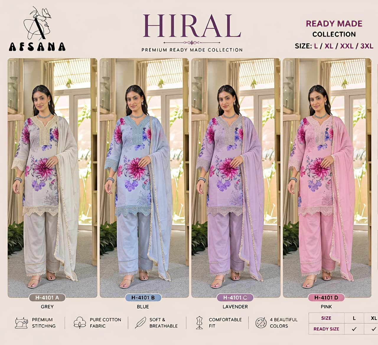 Hiral Afsana Viscose Muslin Pakistani Readymade Suits Wholesale