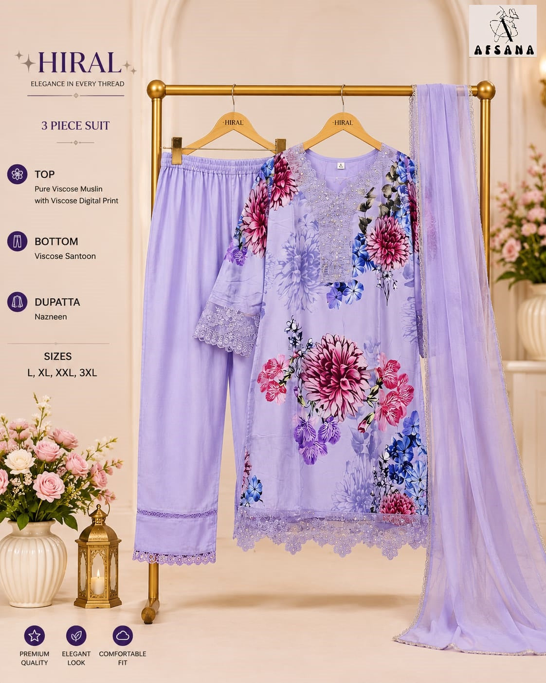 Hiral Afsana Viscose Muslin Pakistani Readymade Suits Wholesale