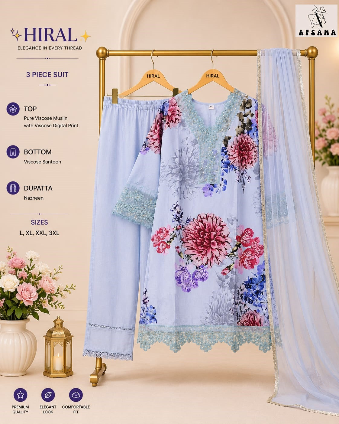 Hiral Afsana Viscose Muslin Pakistani Readymade Suits Wholesale