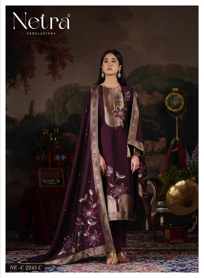 Hiral Netra Woven Silk Pant Style Suits Supplier India