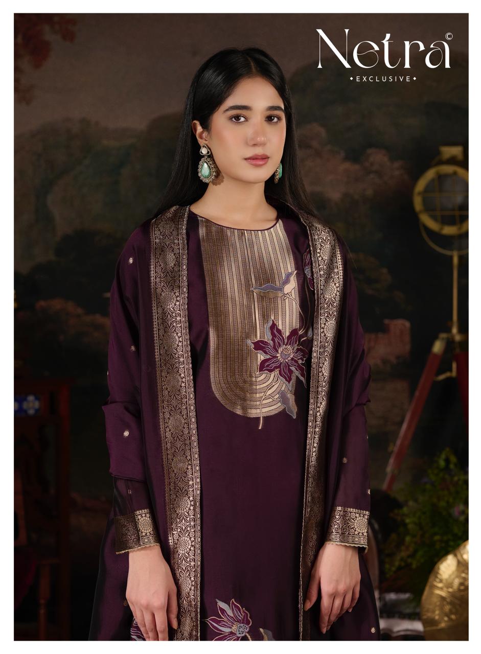Hiral Netra Woven Silk Pant Style Suits Supplier India