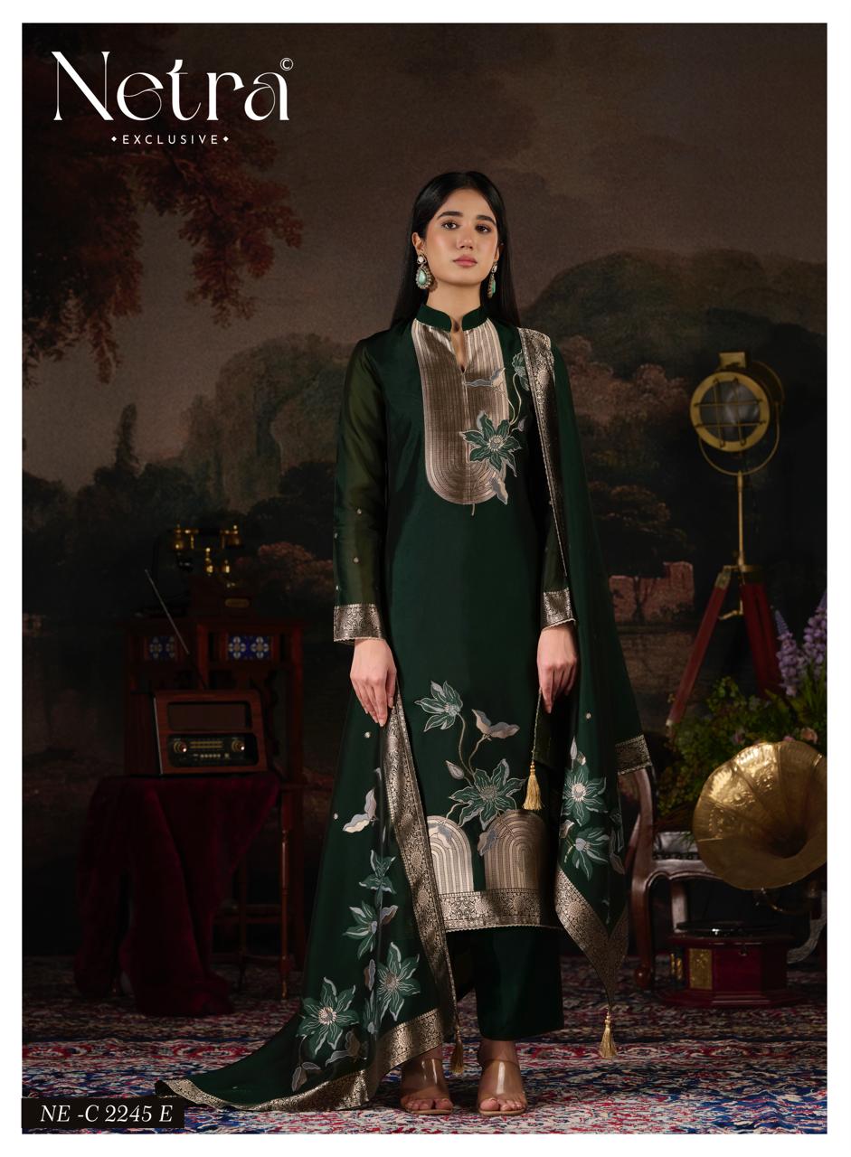 Hiral Netra Woven Silk Pant Style Suits Supplier India