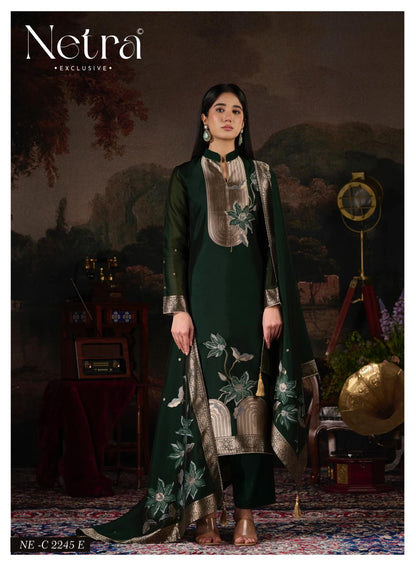 Hiral Netra Woven Silk Pant Style Suits Supplier India
