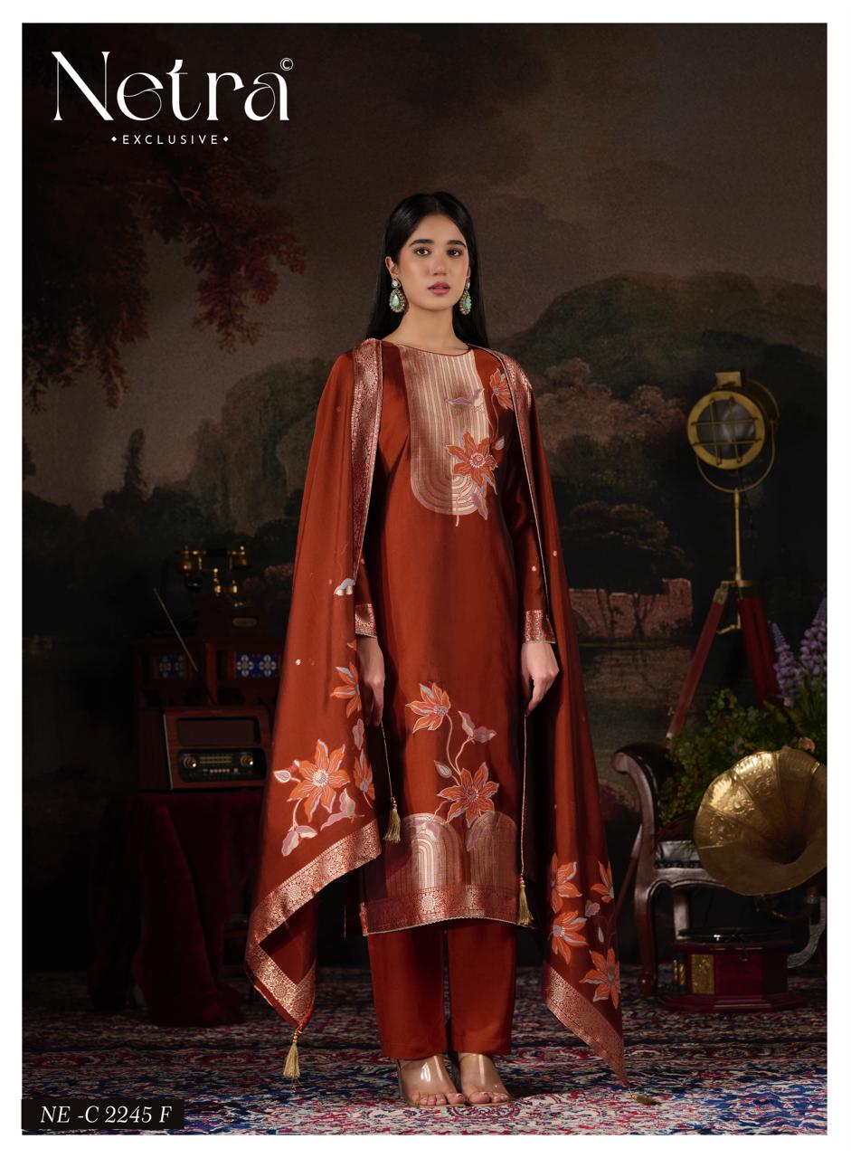 Hiral Netra Woven Silk Pant Style Suits Supplier India