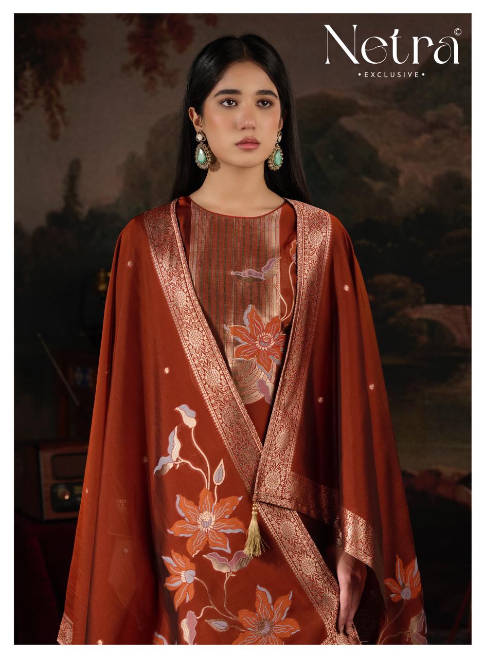 Hiral Netra Woven Silk Pant Style Suits Supplier India