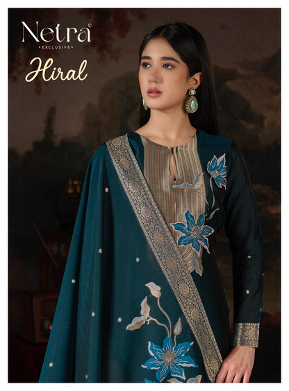 Hiral Netra Woven Silk Pant Style Suits Supplier India