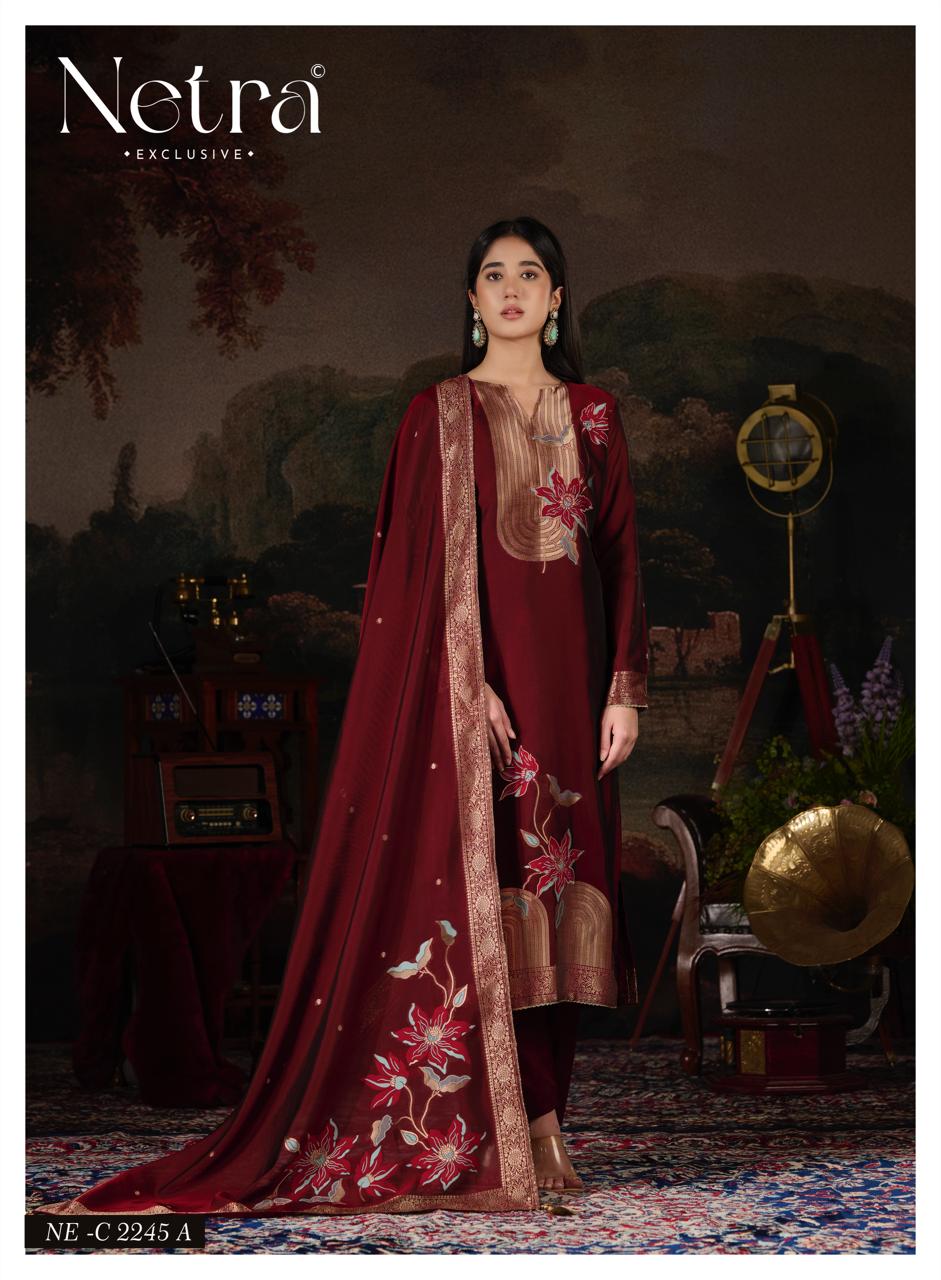 Hiral Netra Woven Silk Pant Style Suits Supplier India