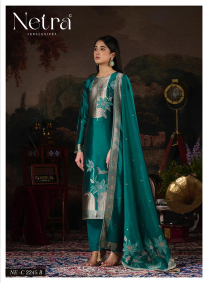 Hiral Netra Woven Silk Pant Style Suits Supplier India