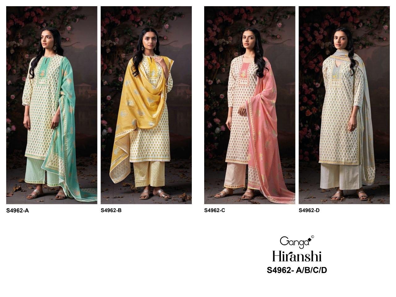 Hiranshi 4962 Ganga Cotton Plazzo Style Suits Wholesaler India