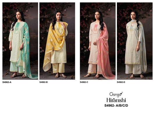 Hiranshi 4962 Ganga Cotton Plazzo Style Suits Wholesaler India