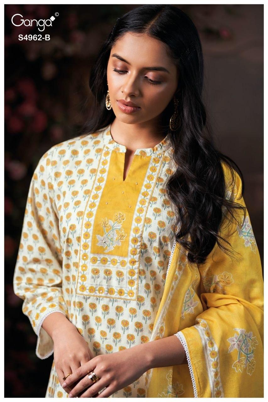 Hiranshi 4962 Ganga Cotton Plazzo Style Suits Wholesaler India