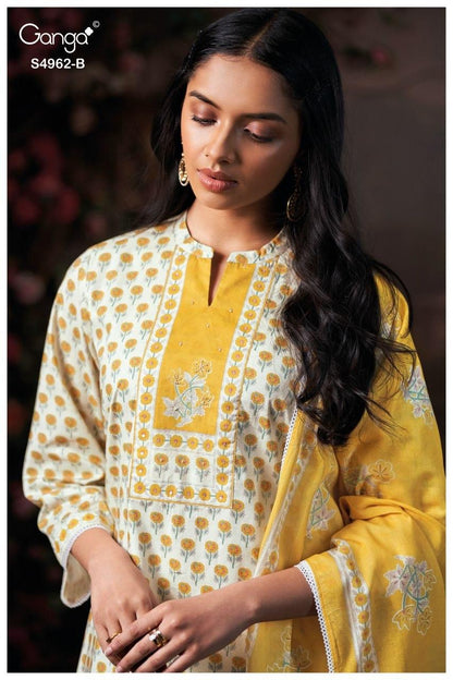 Hiranshi 4962 Ganga Cotton Plazzo Style Suits Wholesaler India