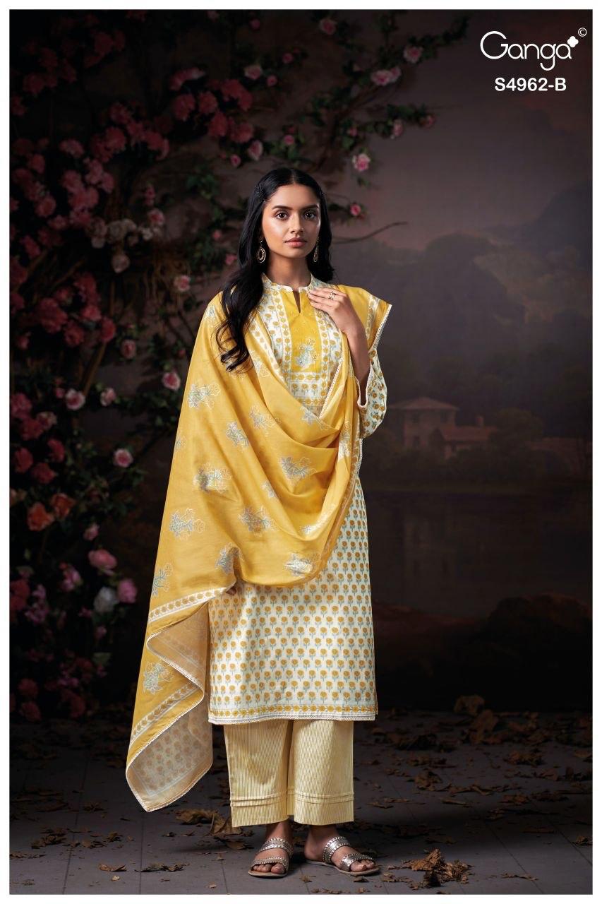 Hiranshi 4962 Ganga Cotton Plazzo Style Suits Wholesaler India