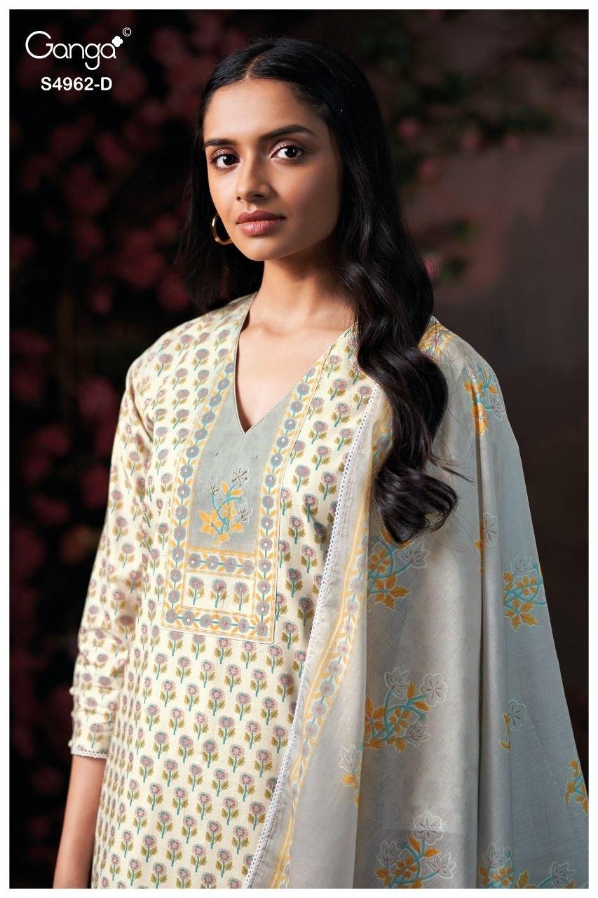 Hiranshi 4962 Ganga Cotton Plazzo Style Suits Wholesaler India