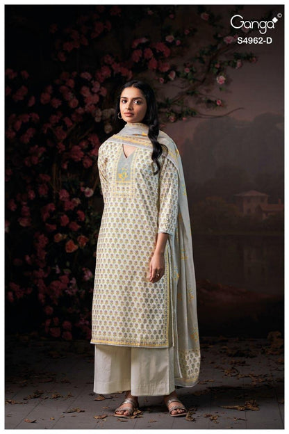 Hiranshi 4962 Ganga Cotton Plazzo Style Suits Wholesaler India