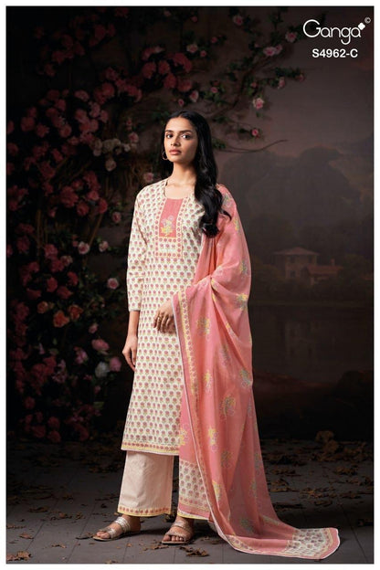 Hiranshi 4962 Ganga Cotton Plazzo Style Suits Wholesaler India