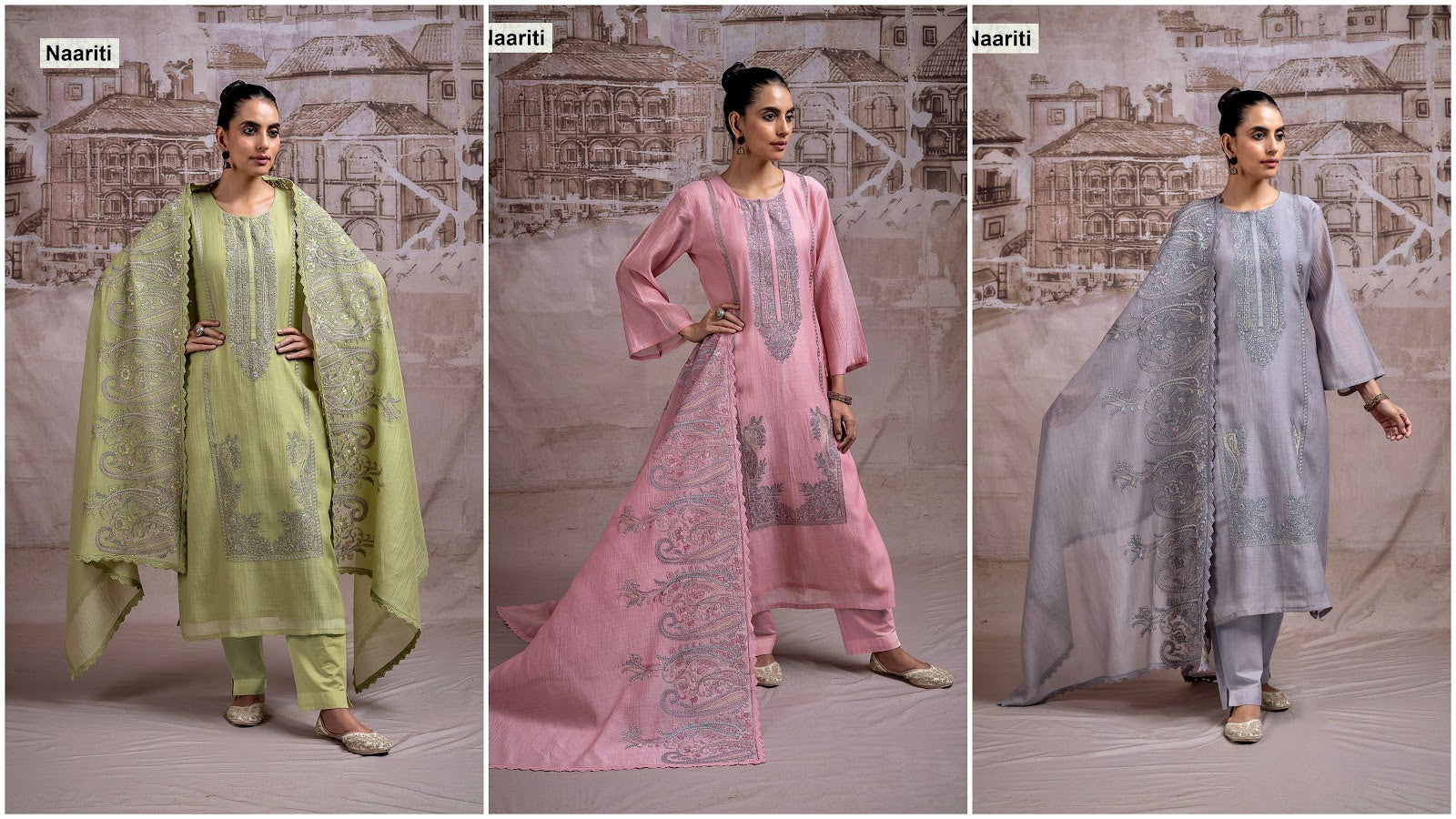 Hirneet 2715 Naariti Mul Chanderi Pant Style Suits Supplier