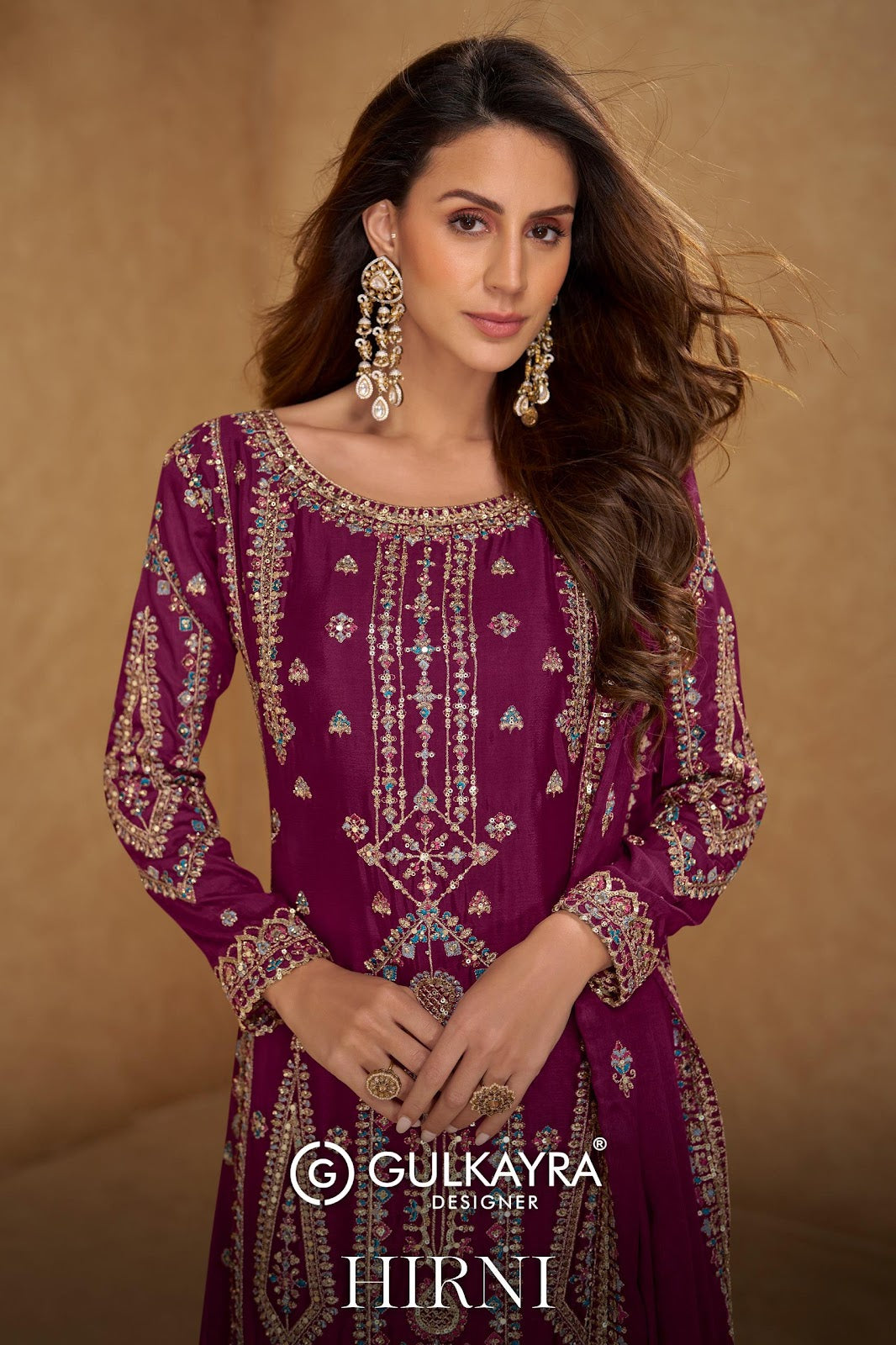 Hirni Gulkayra Designer Chinnon Readymade Plazzo Style Suits Manufacturer Gujarat