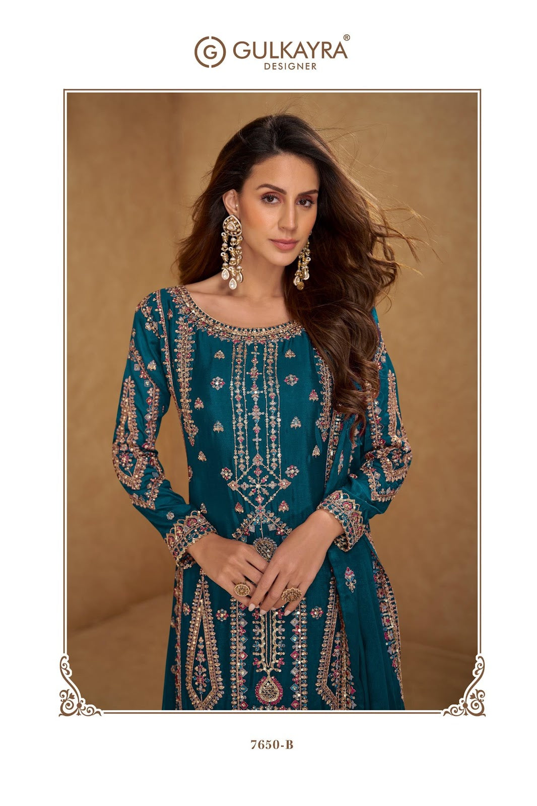 Hirni Gulkayra Designer Chinnon Readymade Plazzo Style Suits Manufacturer Gujarat
