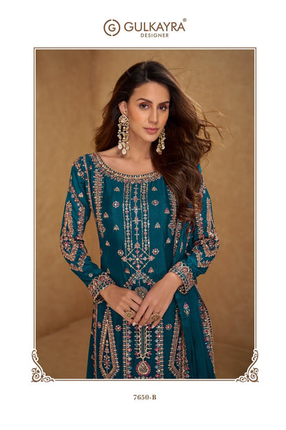 Hirni Gulkayra Designer Chinnon Readymade Plazzo Style Suits Manufacturer Gujarat