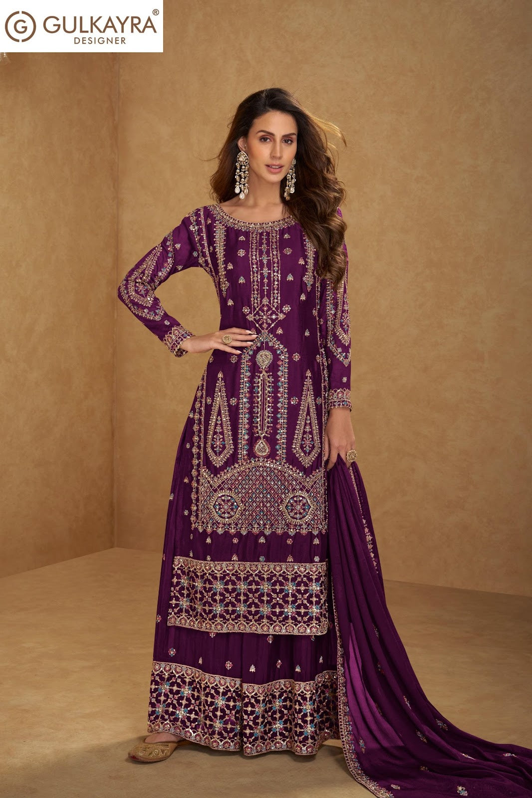 Hirni Gulkayra Designer Chinnon Readymade Plazzo Style Suits Manufacturer Gujarat