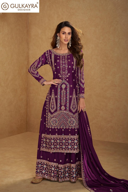 Hirni Gulkayra Designer Chinnon Readymade Plazzo Style Suits Manufacturer Gujarat