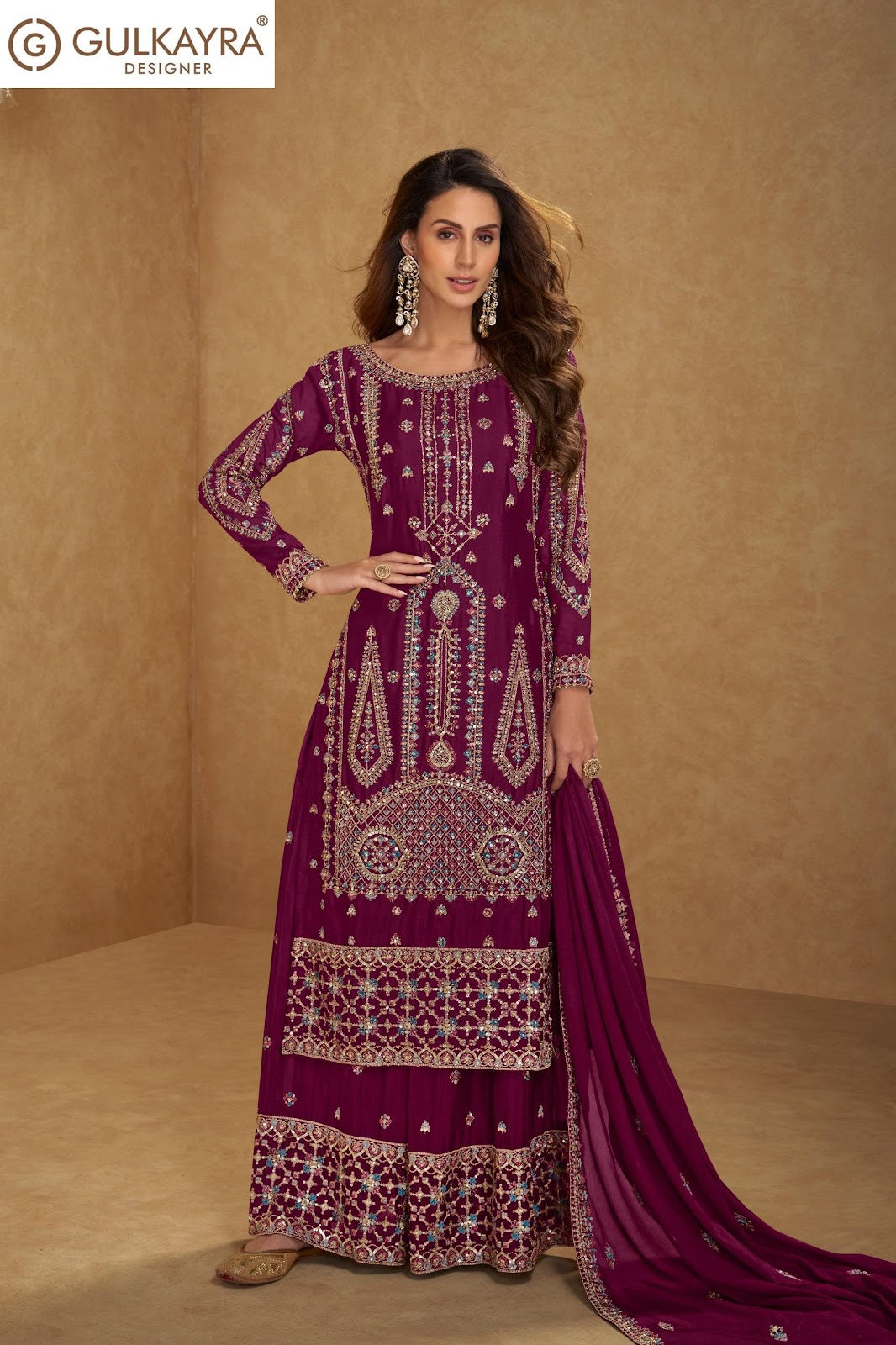 Hirni Gulkayra Designer Chinnon Readymade Plazzo Style Suits Manufacturer Gujarat