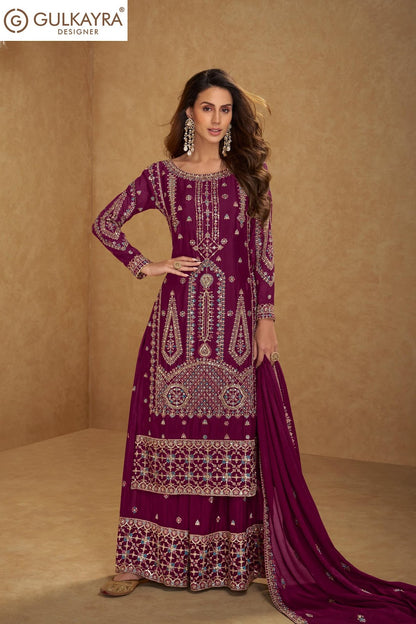 Hirni Gulkayra Designer Chinnon Readymade Plazzo Style Suits Manufacturer Gujarat