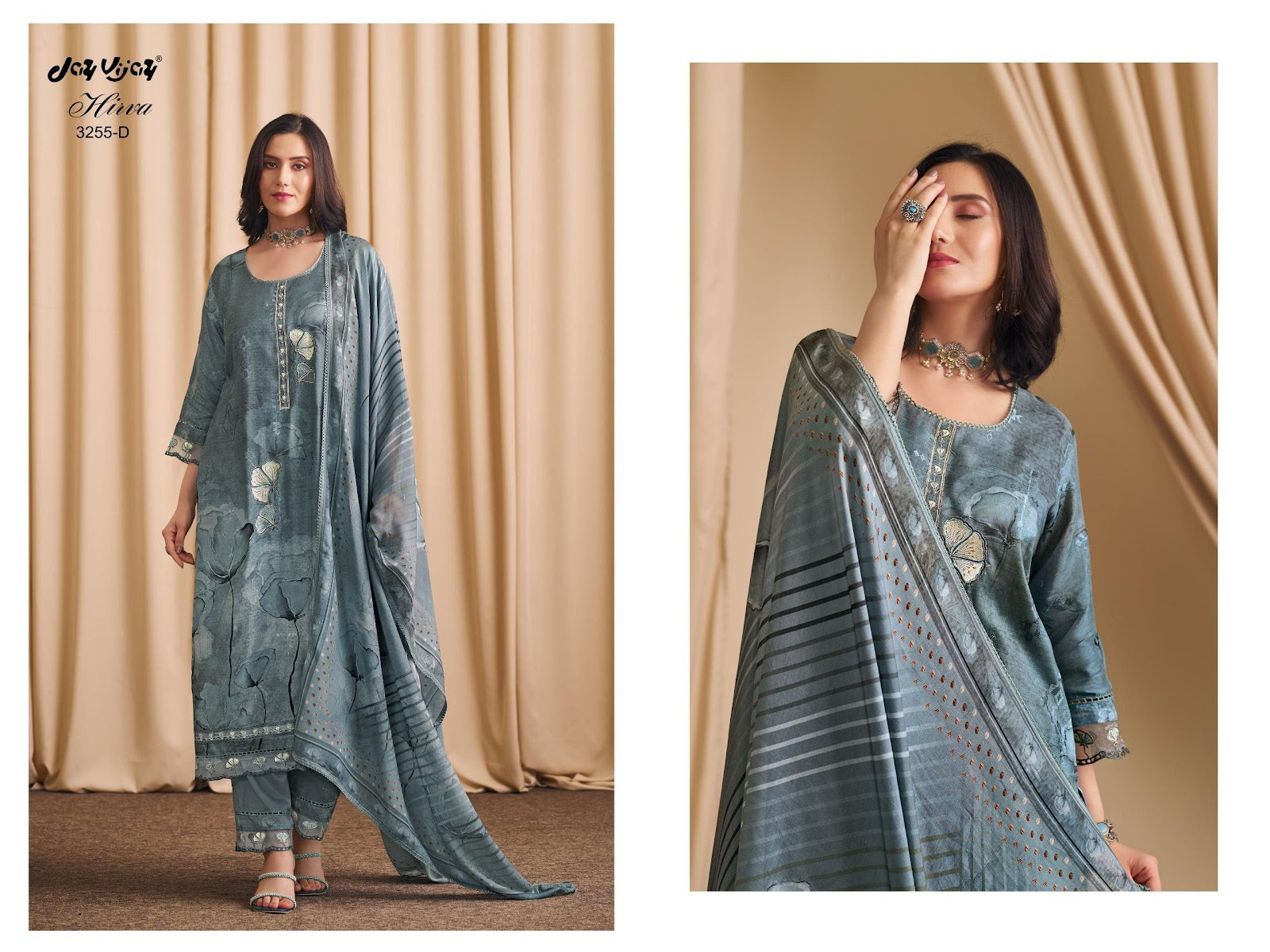 Hirva 3255 Jay Vijay Moga Silk Pant Style Suits Manufacturer Gujarat