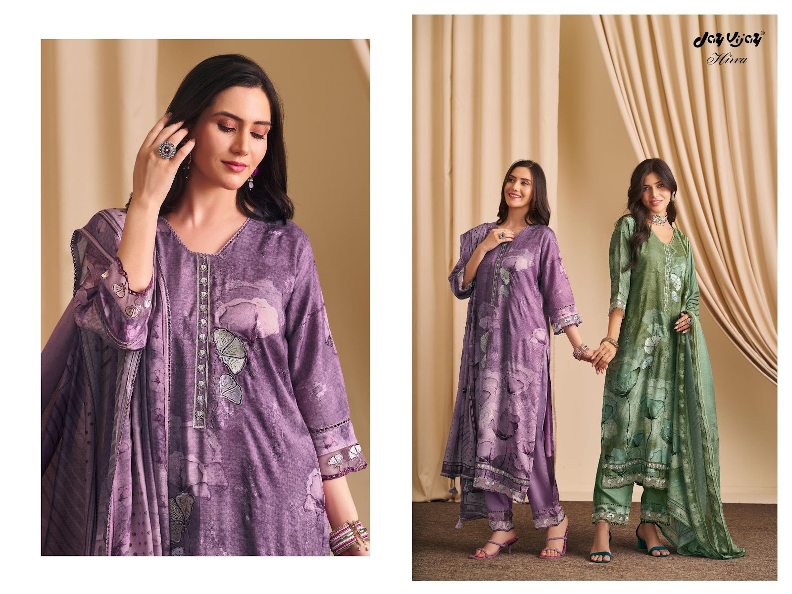 Hirva 3255 Jay Vijay Moga Silk Pant Style Suits Manufacturer Gujarat