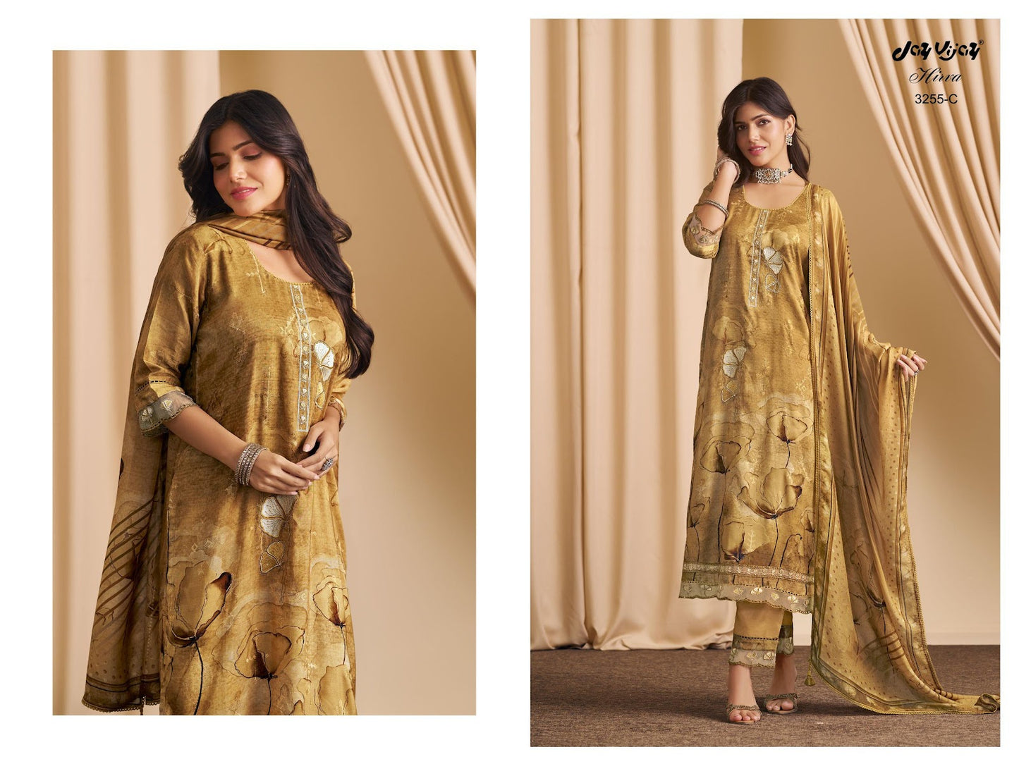 Hirva 3255 Jay Vijay Moga Silk Pant Style Suits Manufacturer Gujarat