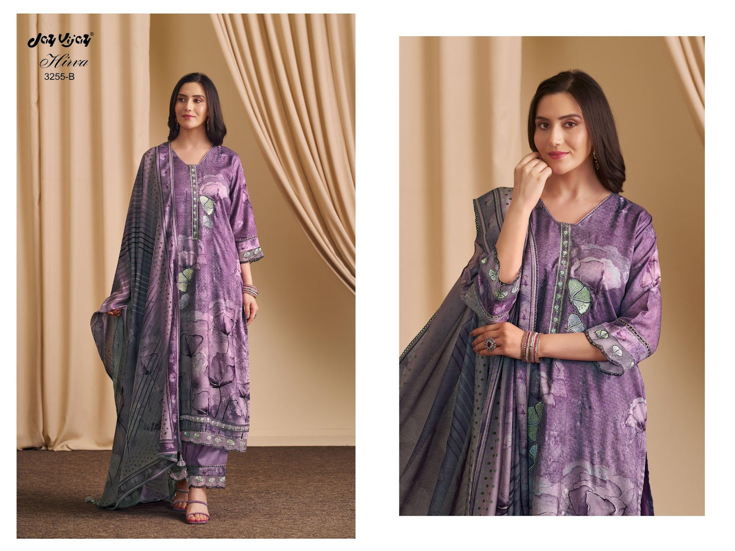 Hirva 3255 Jay Vijay Moga Silk Pant Style Suits Manufacturer Gujarat