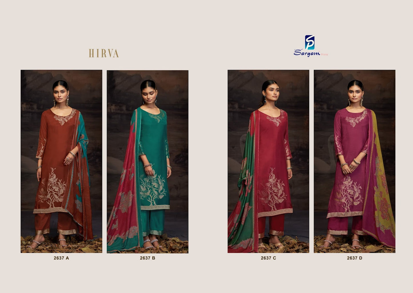 Hirva Sargam Prints Pure Bemberg Muslin Pant Style Suits Manufacturer