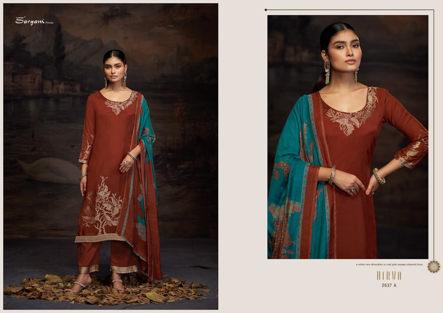 Hirva Sargam Prints Pure Bemberg Muslin Pant Style Suits Manufacturer