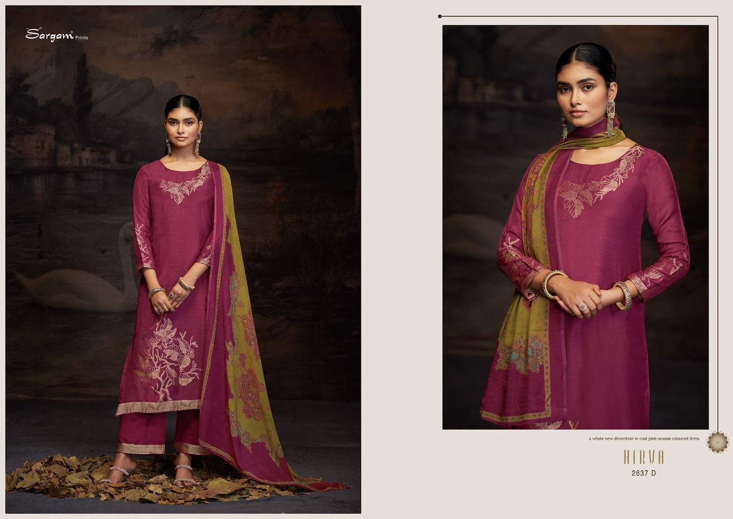 Hirva Sargam Prints Pure Bemberg Muslin Pant Style Suits Manufacturer