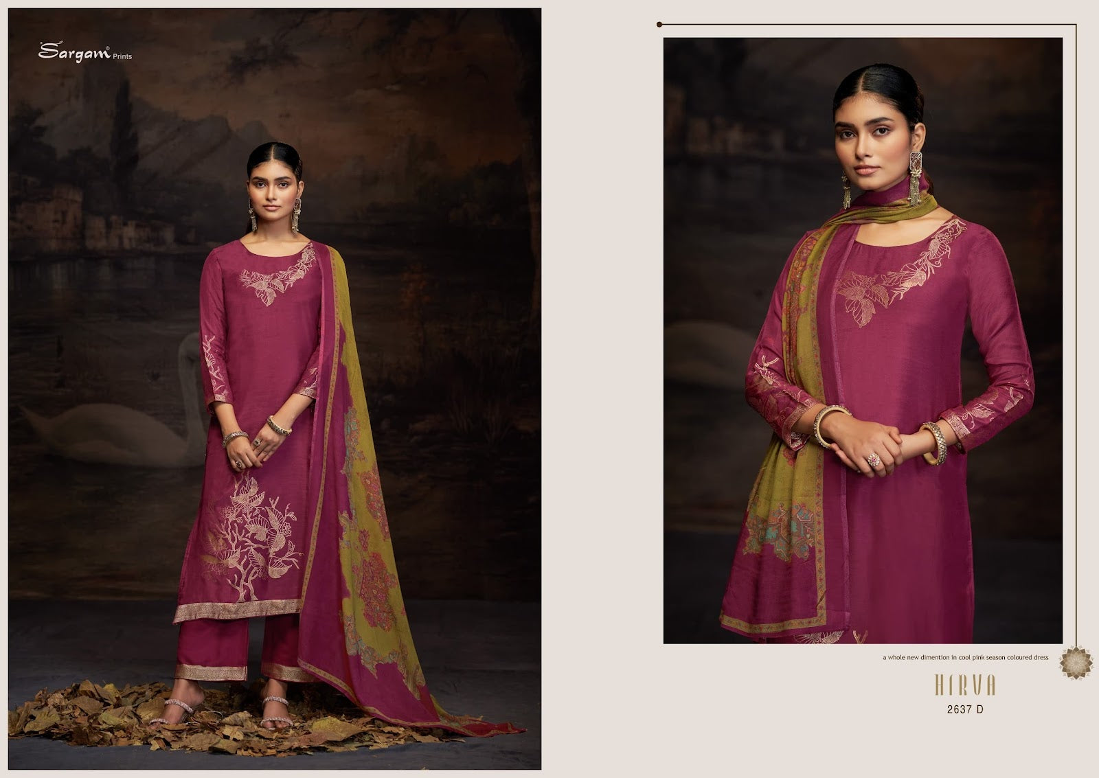 Hirva Sargam Prints Pure Bemberg Muslin Pant Style Suits Manufacturer