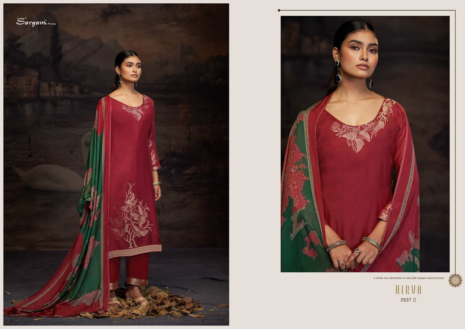 Hirva Sargam Prints Pure Bemberg Muslin Pant Style Suits Manufacturer