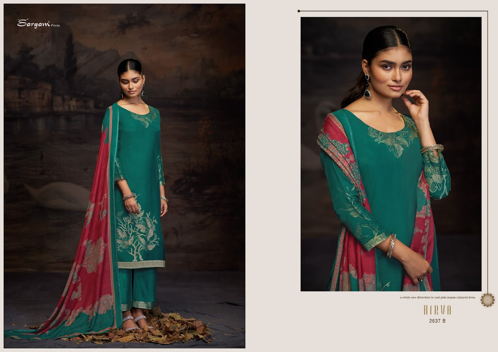 Hirva Sargam Prints Pure Bemberg Muslin Pant Style Suits Manufacturer