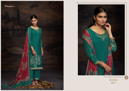 Hirva Sargam Prints Pure Bemberg Muslin Pant Style Suits Manufacturer