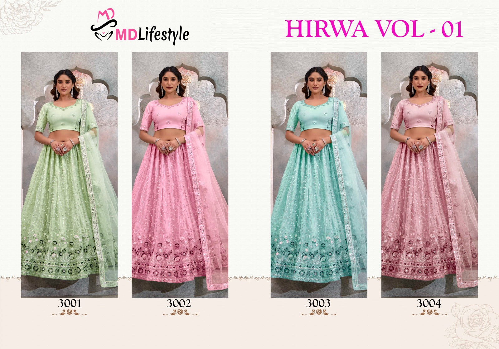 Hirwa Vol 1 Md Lifestyle Butterfly Net Lehenga Choli Manufacturer Ahmedabad